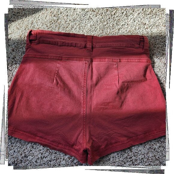 Berry Color High Waisted Belted Shorts (4) by Free People - Picture 4 of 5